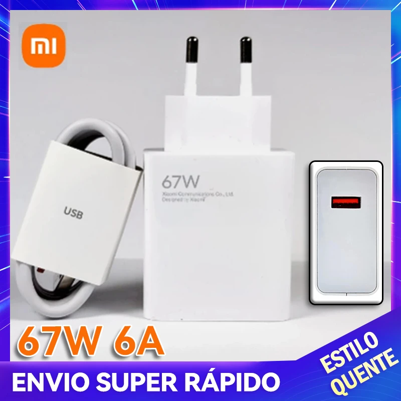 Carregador Compatível 67W Cabo De Dados Tomada com Fonte Turbo Tipo C