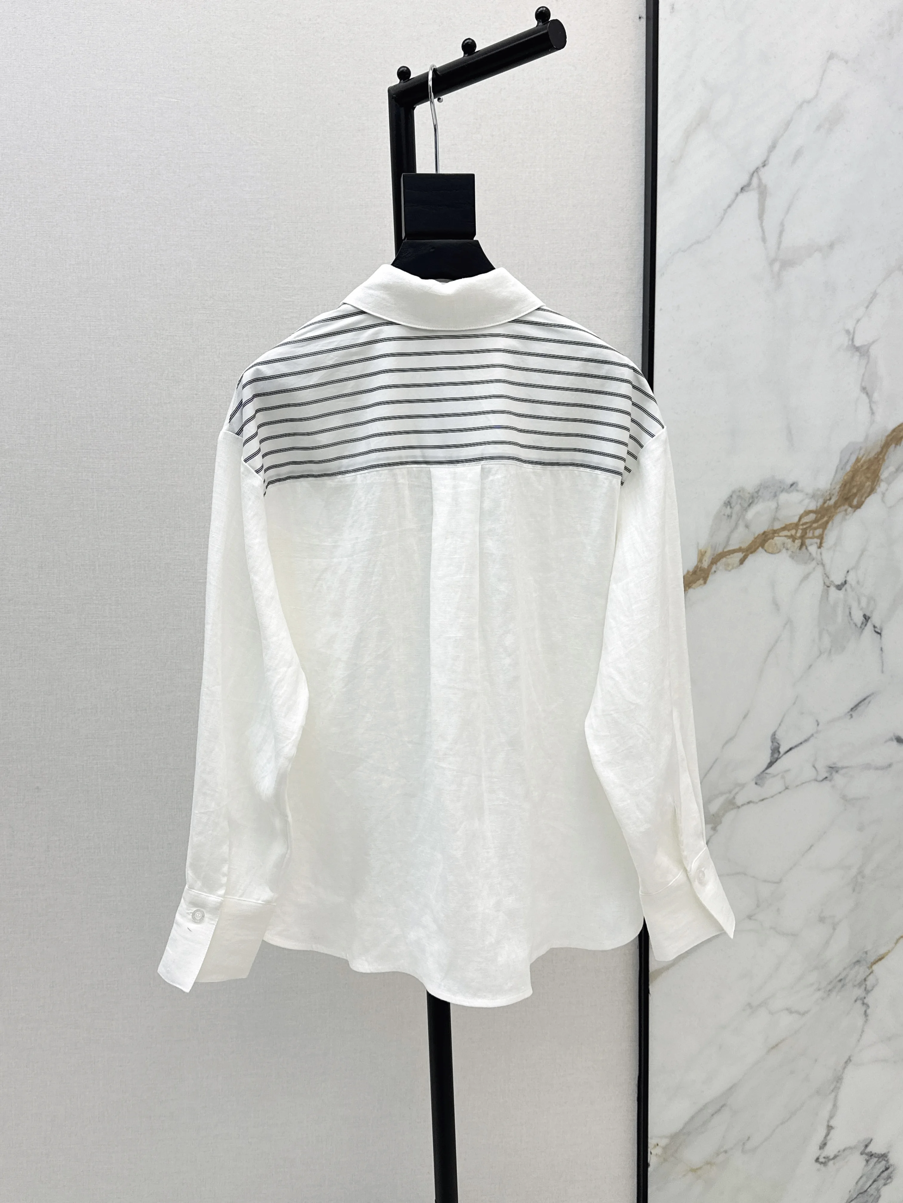 

2025 New Shirt Long-sleeved Polo Buttons Pockets Buttons Linen Solid Fashionable Versatile Slimming Figure-hugging