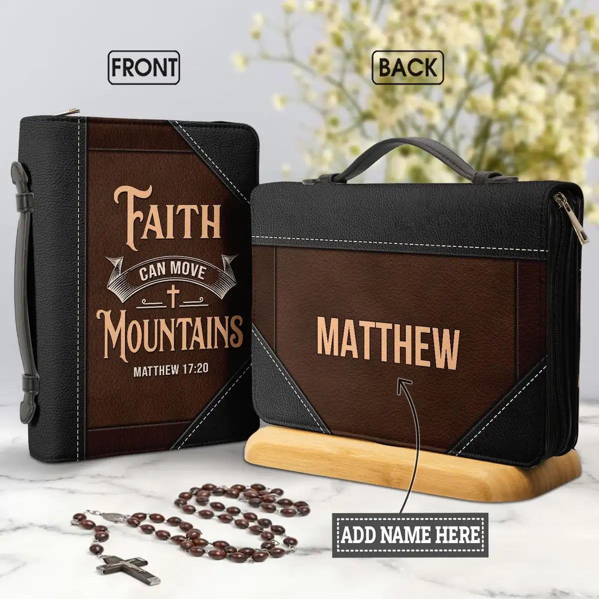 2023 Women's Bible Bag Faith Can Move Mountains Matthew 17 20 Bible Hymns Print Handbags Bible Case Book Cover Customized Gifts