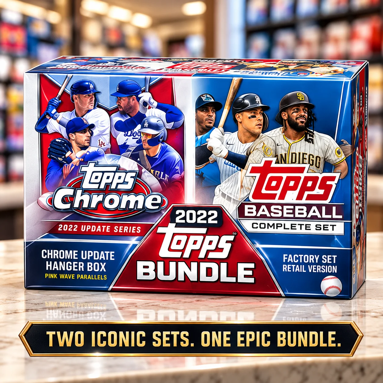 2022 Topps Chrome Update Series Baseball Hanger Box With Topps Baseball Factory Set Retail Version, 685 Total Cards Featuring a 660-Card Complete Set And 5 Rookie Image Variations, Look for 3 Pink Wave Parallels on Average