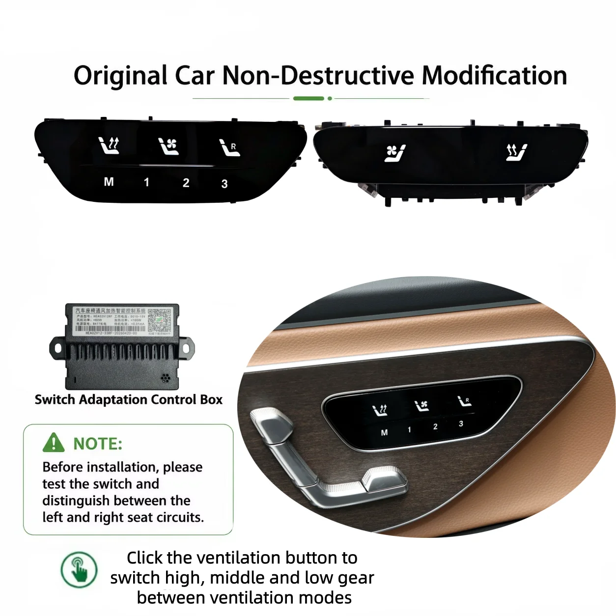 Built-in Car Seat Ventilation Upgrade Kit Fit 2 Seats With Dedicated Switches For Mercedes-Benz GLC300 X254