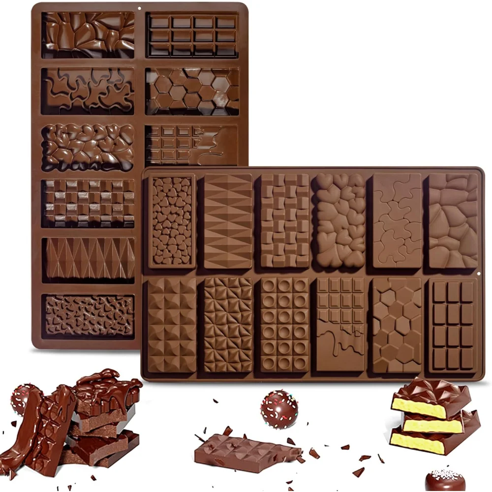 Chocolate bar molds, non-stick chocolate-filled pistachio bars, silicone mold baking, disassembled candy mold cake decoration