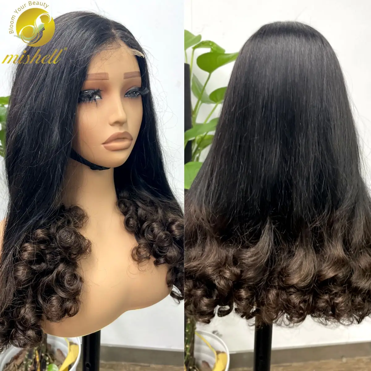 2x6 HD Lace Vietnamese Human Hair Wigs with Curly Ends Double Drawn Wavy Curly Raw Virgin Hair Wigs PrePlucked for Women