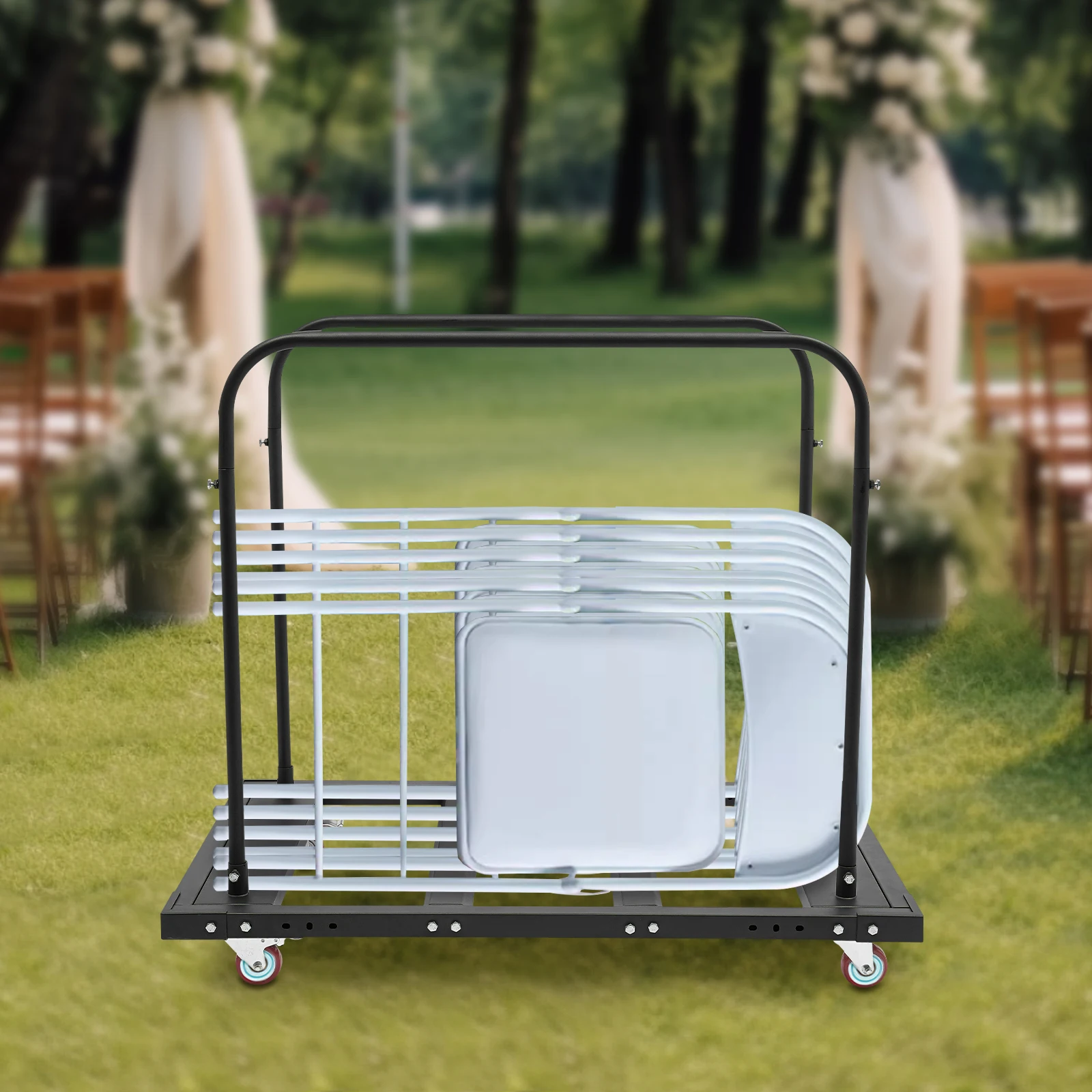 Large Capacity Rolling Cart, Folding Table Cart, Folding Table Trolley, 1*Folding Table Cart 1*English Manual 4* Wheels