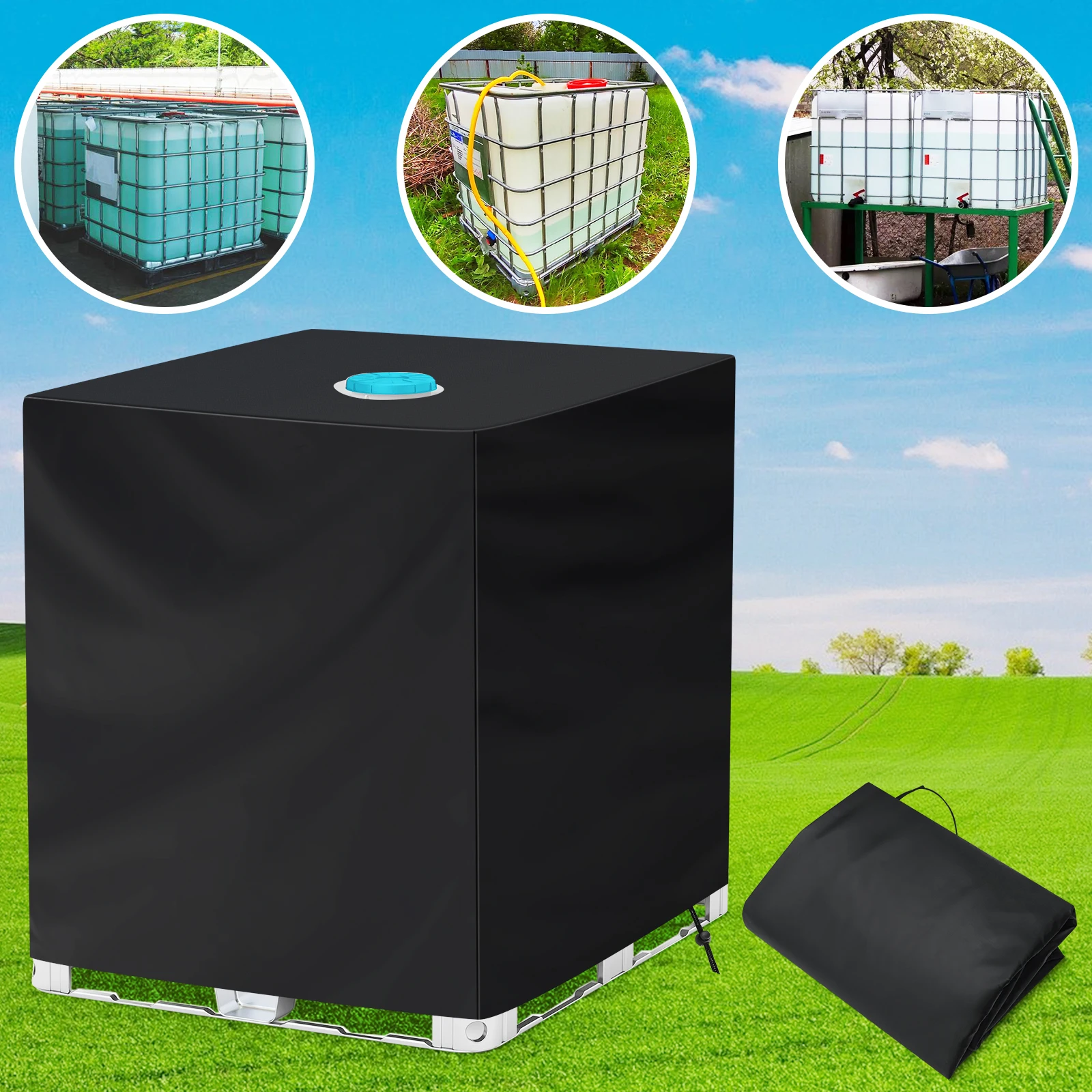 NEVERLAND Waterproof IBC Tote Cover 1000L IBC Tank Container UV Film Protective Cover Classic Black Tank Cover