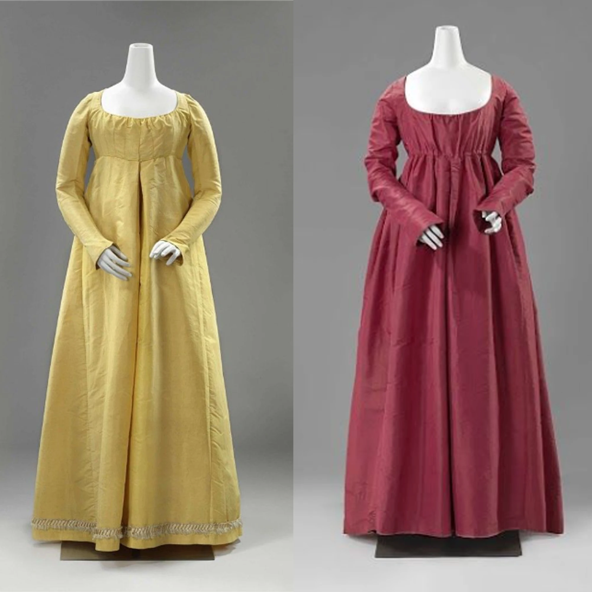 17th empire waist gowns Regency era Dress Jane Austen Vintage Dress High Waistline Tea Party dress gown yellow/red dress