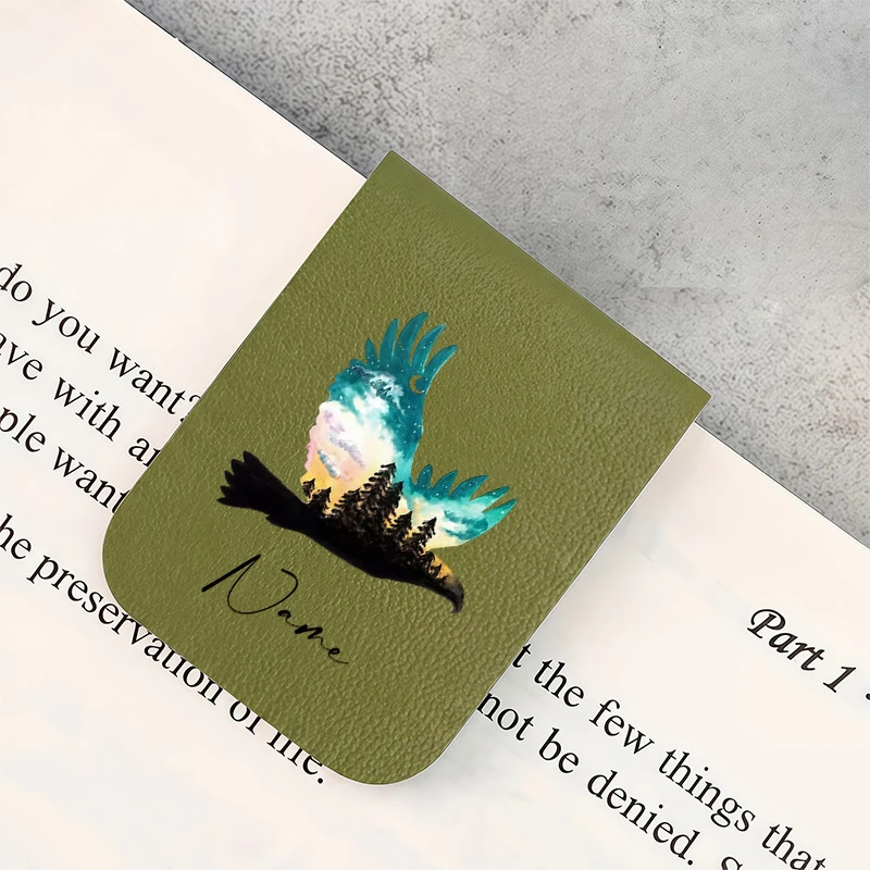 Marque-page magnétique personnalisé avec initiales/nom - Marque-page en cuir PU avec code couleur adapté aux livres, journaux, tablettes