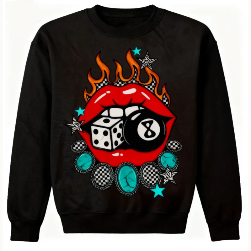 تي شيرت برسومات غربية عتيقة، ملابس غربية بغطاء للرأس للشفاه المشتعلة، ملابس غربية للسيدات، تي شيرت جرافيك ملابس غربية #1