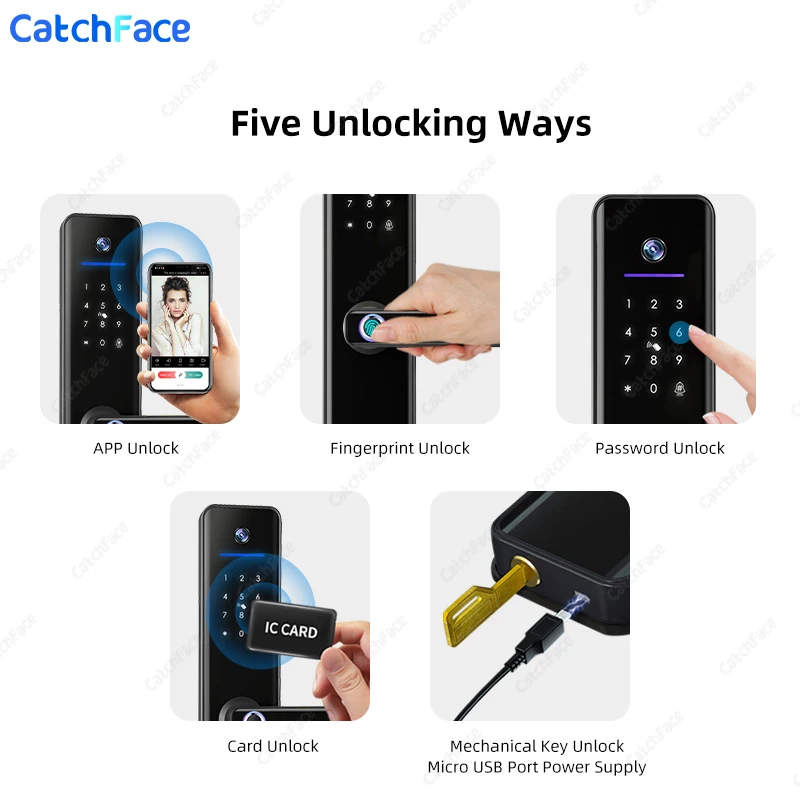 Screen Video Intercom Lock TUYA WIFI Camera Anti-Theft Door Lock Garden Gate Electronic Lock Fingerprint Digit Smart Lock