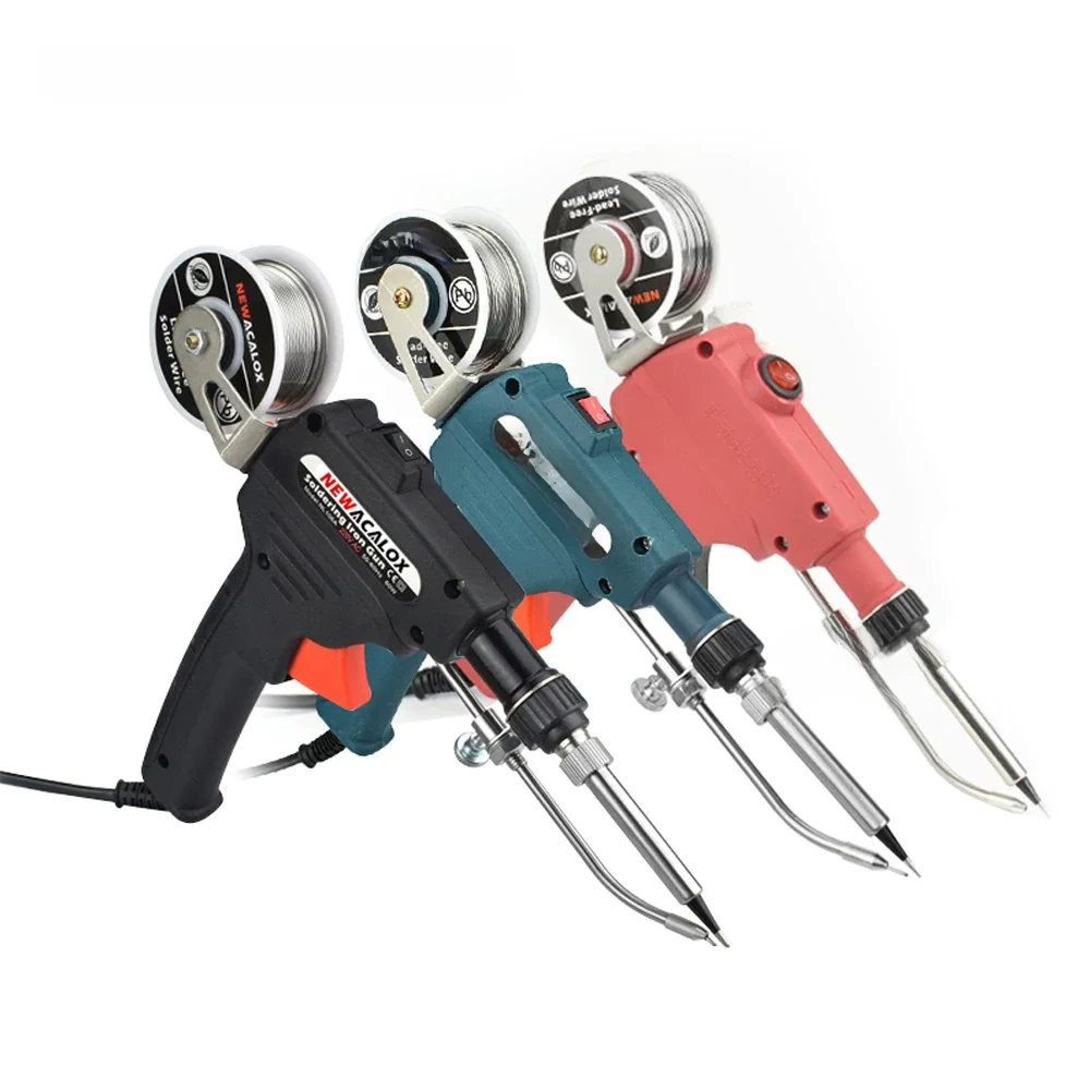 NEWACALOX 110 V/220 V 60 W envoyer automatiquement pistolet à étain fer à souder à main chaleur interne avec interrupteur d'alimentation outil de réparation de soudage