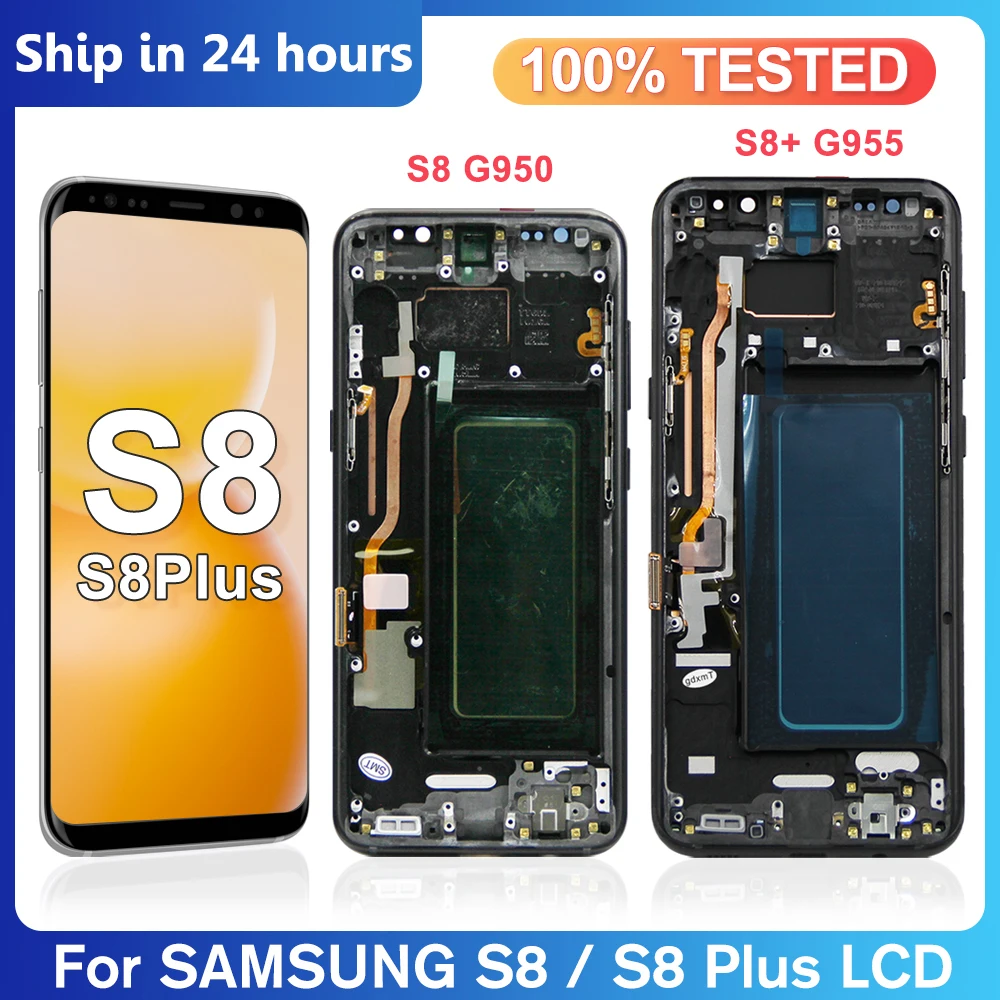 Super OLED LCD For  Sumsung Galaxy S8 Plus Display G955F G955FD Touch Screen Digitizer For Samsung s8 Display G950 G950F +Frame