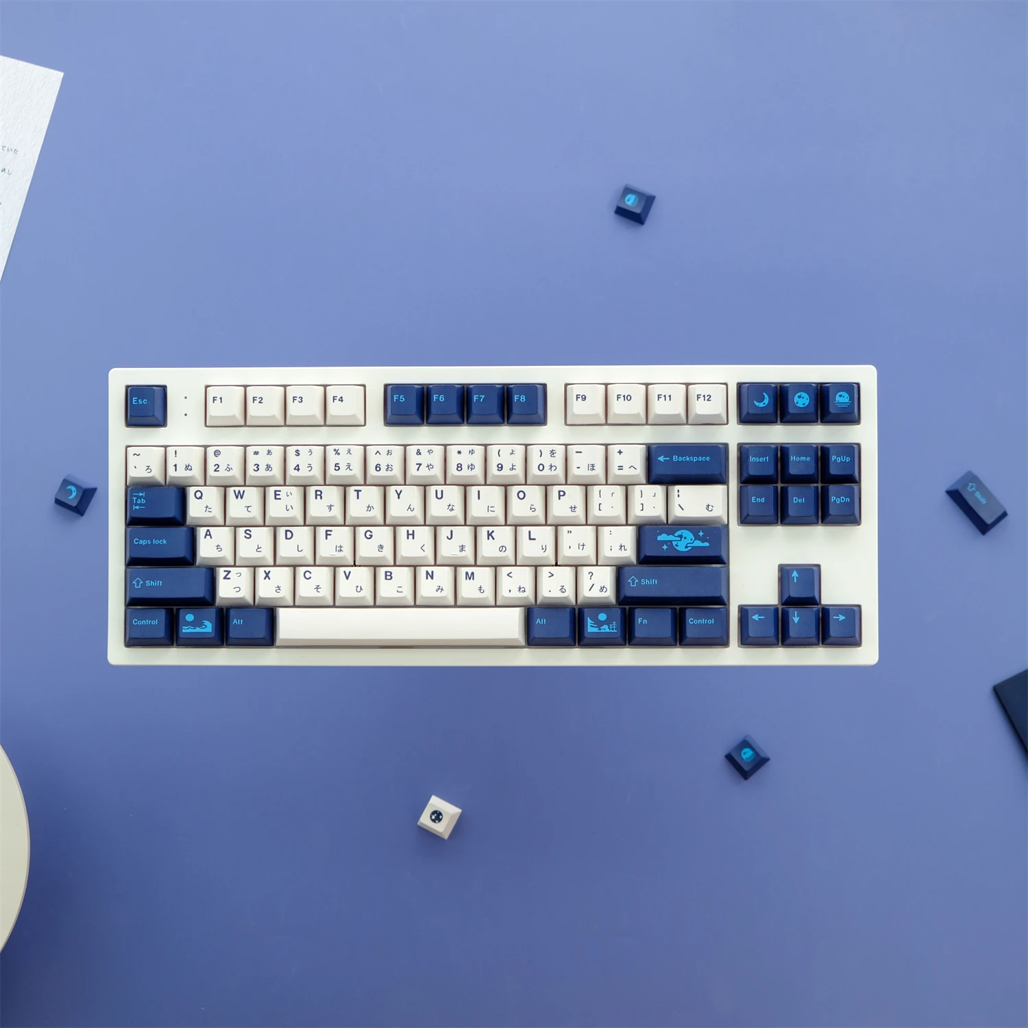 

Blue Month 129 Keys PBT Original Height Profile Double Shot Japanese Cute Full Keycaps Set for Mechanical Keyboard