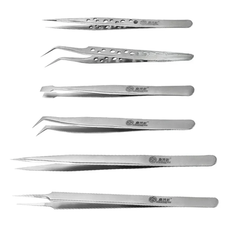 Precision Industrial Tweezers Anti-static Magnetic Stainless Steel Tweezers Set For Electronics Soldering Maintenance Hand Tools