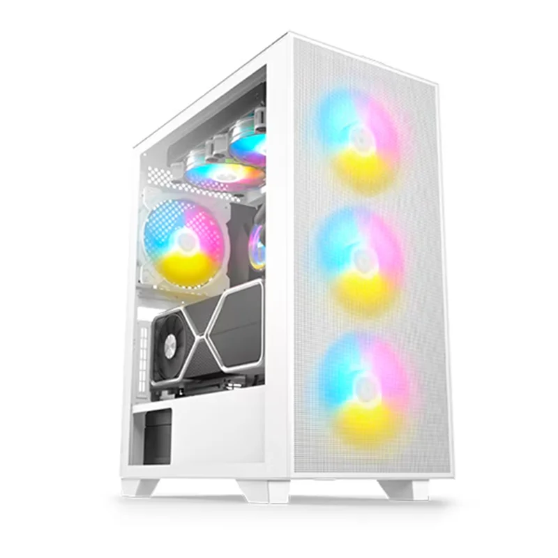 Daven Apex V2 Atx Middle Tower Pc Case (Black White) 6-Fan Tempered Glass Swing Door