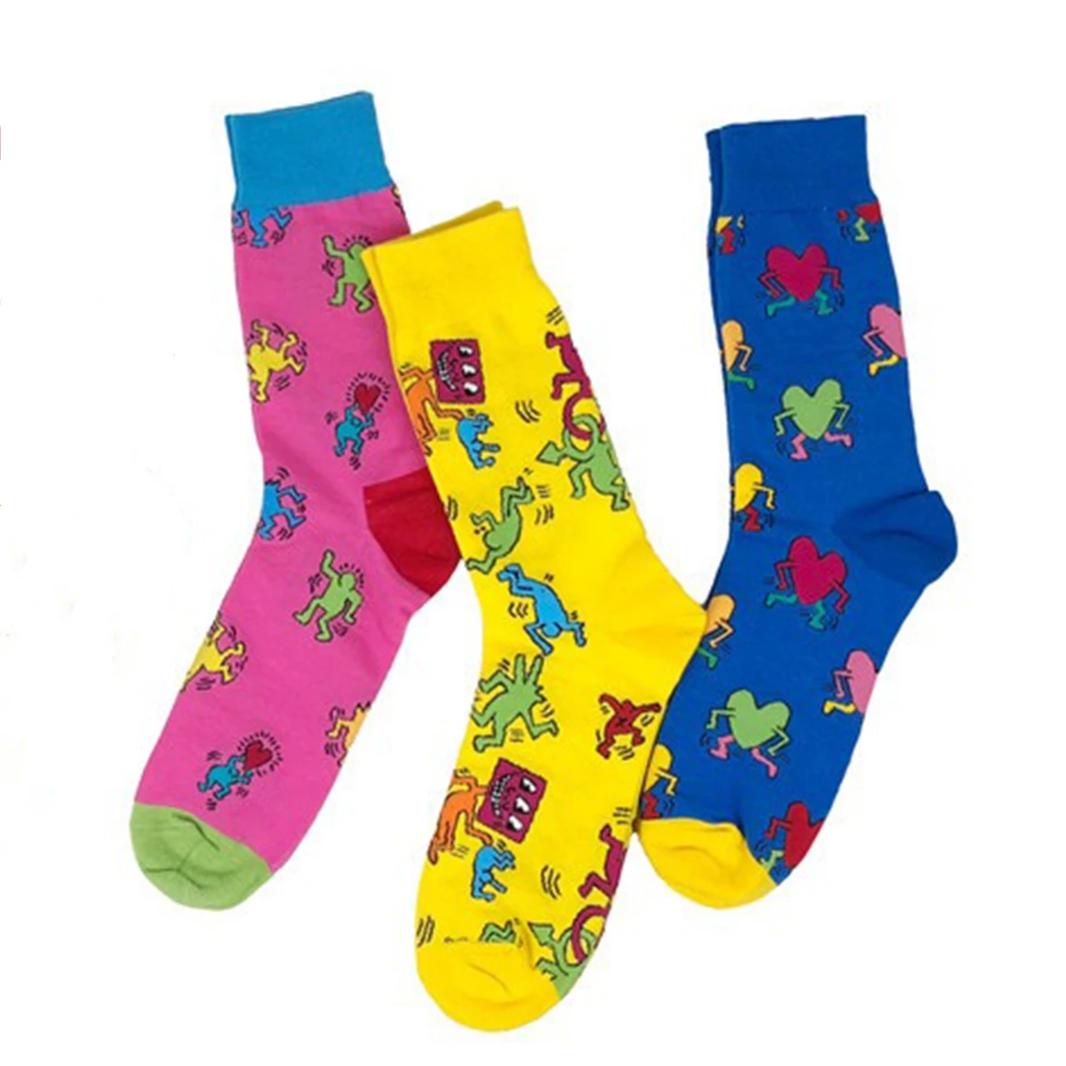 1 Pair Funny Colorful Scrawl Print， Novelty Street Style Mid Tube Women Socks Suit In All Seasons