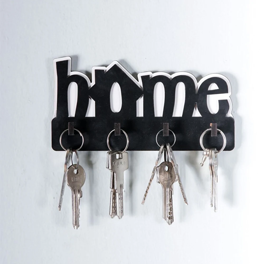 Home Wall Mounted Wood Key Holder 4 Hooks Organizer for Keys Hanging Rack Sweet Decorative House Furnishings