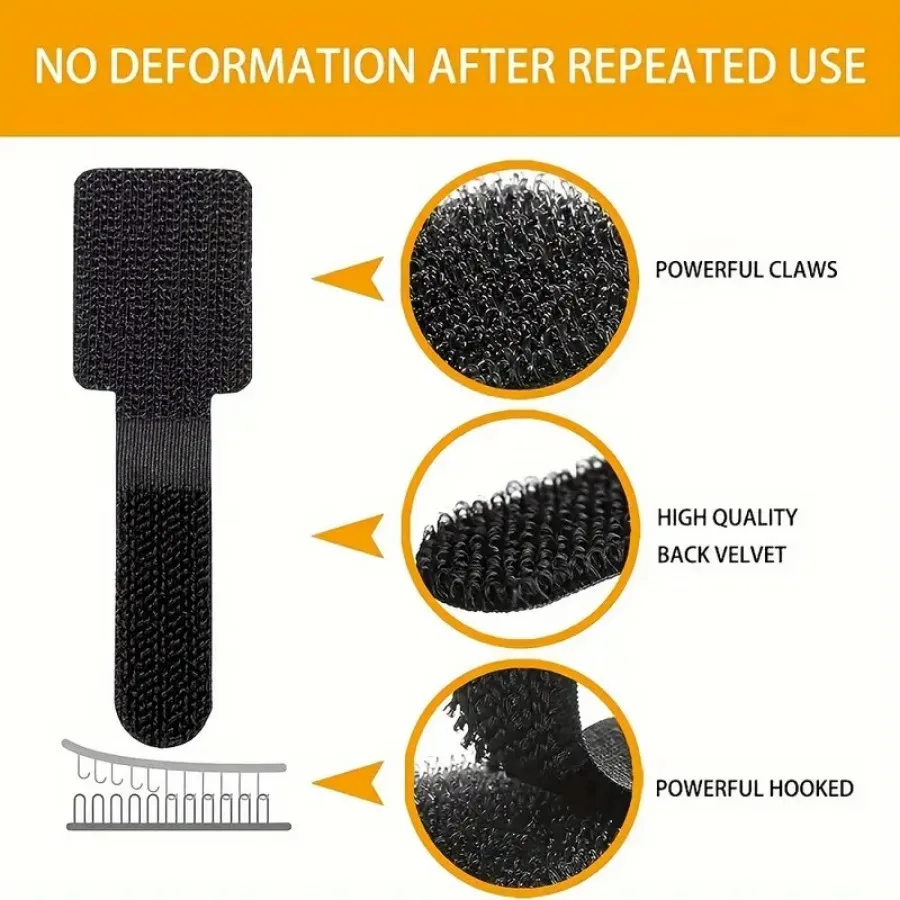 10 قطع من ربطات كابلات النايلون ذاتية اللصق باللون الأسود/الأبيض، مناسبة لكابل البيانات وتخزين كابلات الكمبيوتر وإدارة الكابلات المكتبية