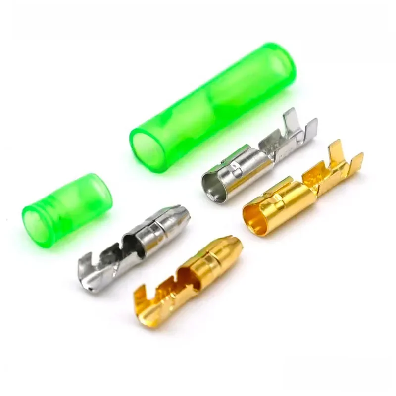 Connecteur de fil électrique de voiture, terminal à balle 4.0, diamètre 4mm femelle + mâle + boîtier, terminal de presse à froid vert, 25/50/100 ensembles
