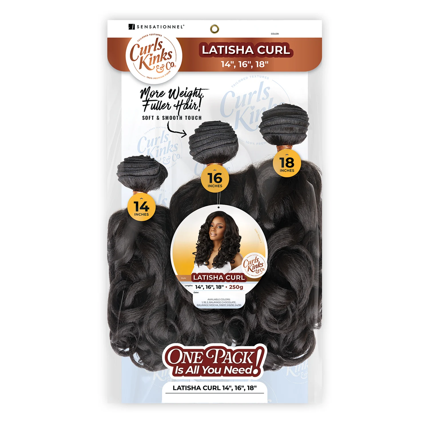 Sensationnel الاصطناعية نسج تجعيد الشعر Kinks N Co حزم 3X حزمة متعددة Latisha Curl 14 "16" 18"