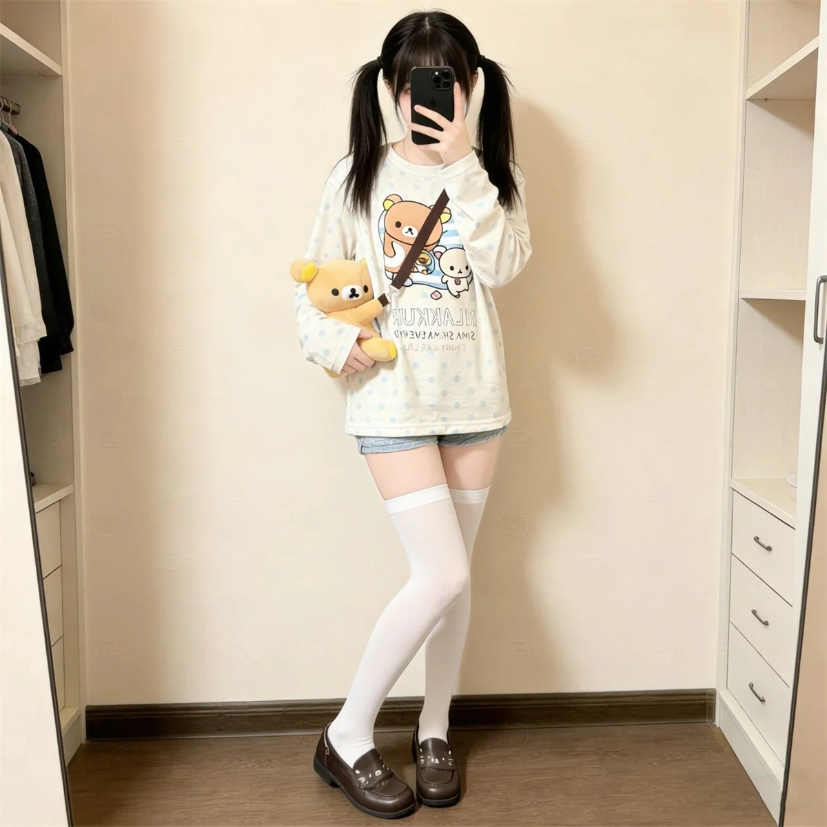Fashion Cute Bear Print Tops Slim Fit Long Sleeve Round Neck Tshirts Female Casual Streetwear Base Tees Versatile Trend