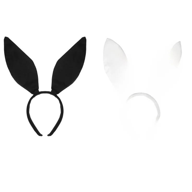 Punkowa na włosy akcesoria kobiety studenci mycie twarzy opaska do włosów Bunny Ears opaski czarno-biały kreskówka obręcz do włosów — zdjęcie 2