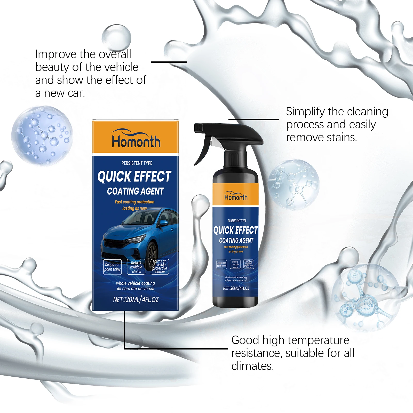 Homonth 120 مللي رذاذ طلاء السيارات طلاء السيارات طلاء نانو صيانة مقاوم للماء اشراق طلاء السيارات الرعاية رذاذ