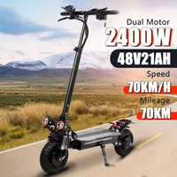 EU 2025 Powerful  X6 2400W 48V 21AH Foldable Electric Scooter Max Speed 70km/h Max Range 70km Escooters Dual Motors Load 150kg