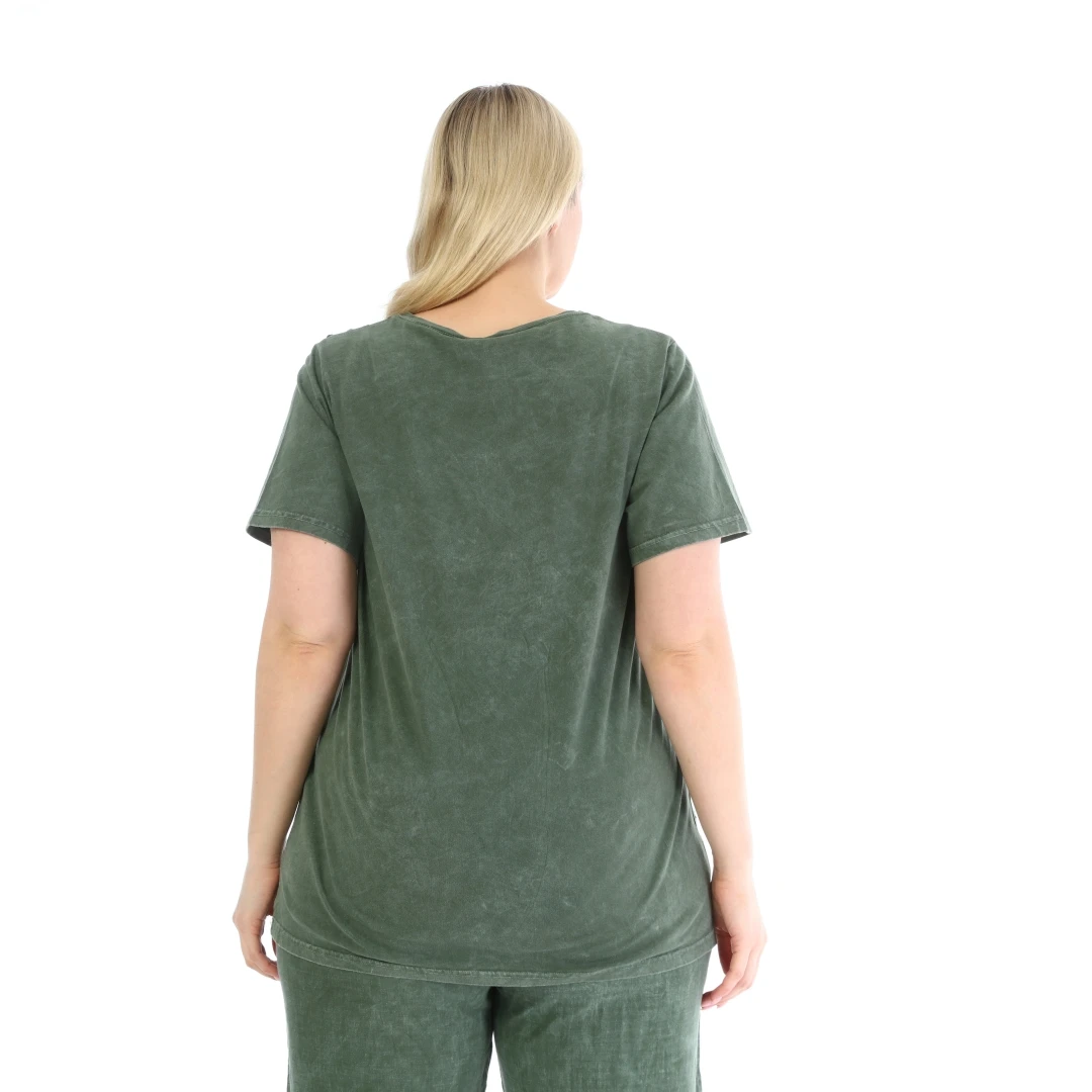 Diaves Woman Plus Size Summer Fashion Tree Figure Embossed T-shirt Self-Effect Acid-Flushing Track Suit Sets Turkish Quality