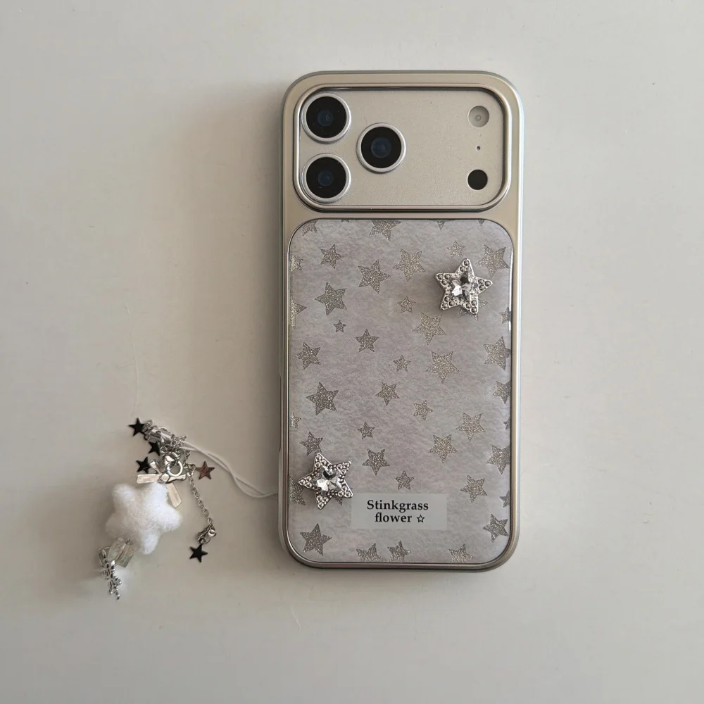 

Full screen glitter three-dimensional star mobile case, suitable for iPhone 14/15/16/17 Pro Max, new shockproof protective case