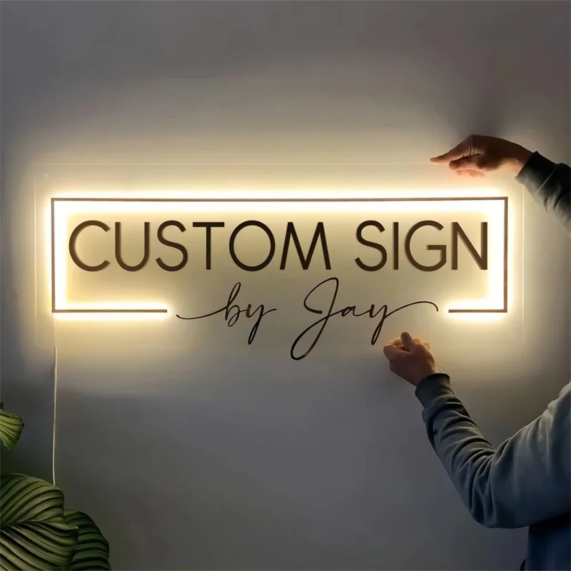 Custom 3D LED Backlit Sign,Custom Beauty Bar Sign,Personalized Wall Acrylic Sign,Custom Shop Signage Office Decor LED logo sign