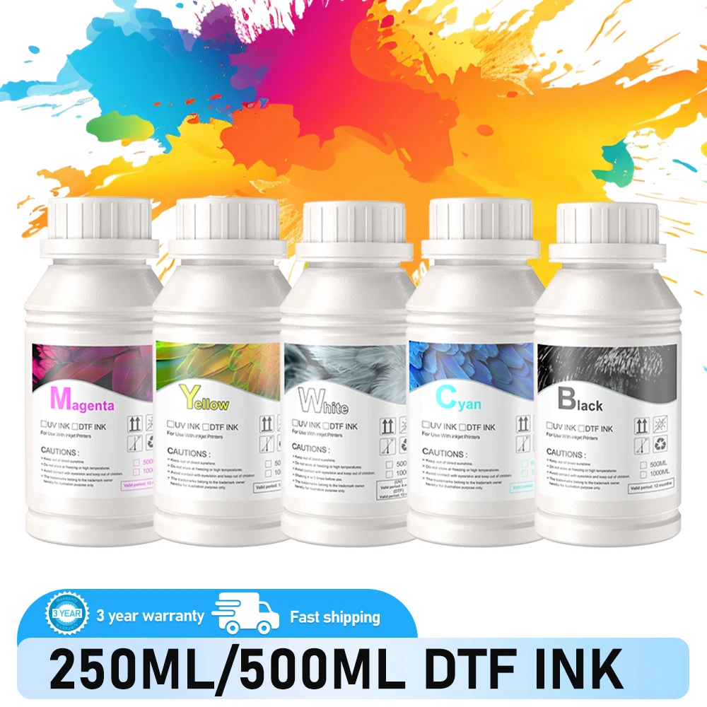 

250 мл/500 мл чернила DTF, текстильные чернила, печать DTF для прямой пленки, теплопередача для ПЭТ-пленки, термоплавкий порошок DTF, порошок полимады DTF