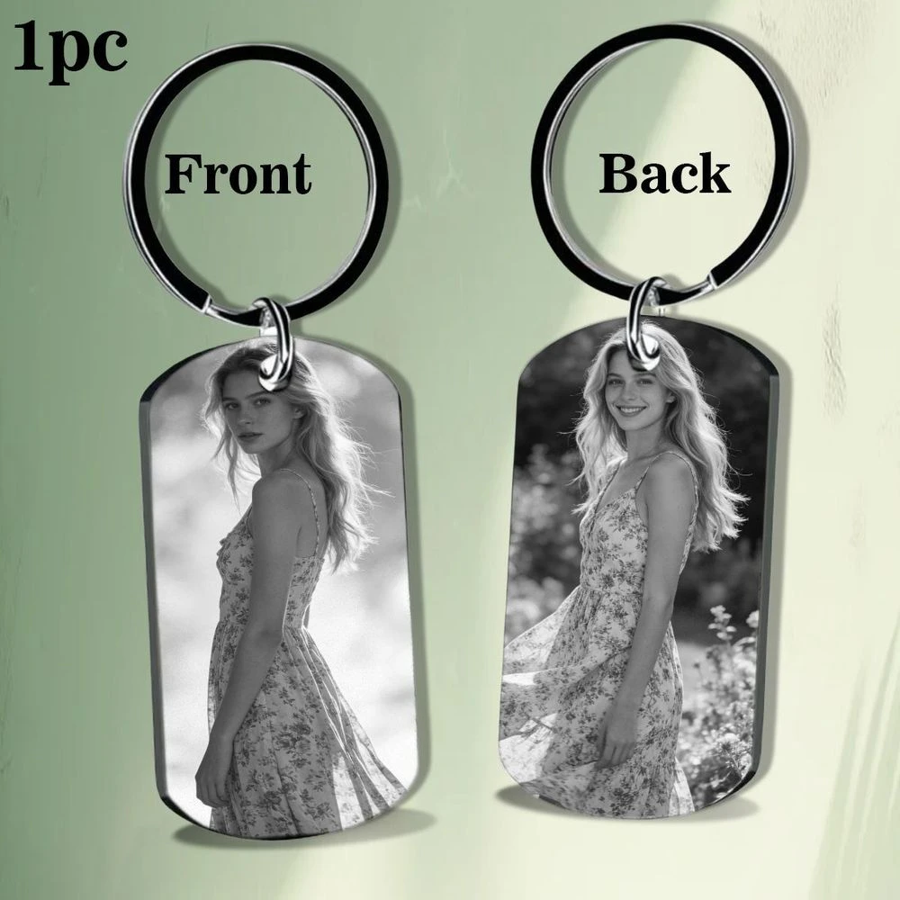 Double-sided Dog Tag Keychain, Custom Seaside Photos & Texts, Perfect Keepsake to Preserve Sweet Coastal Memories