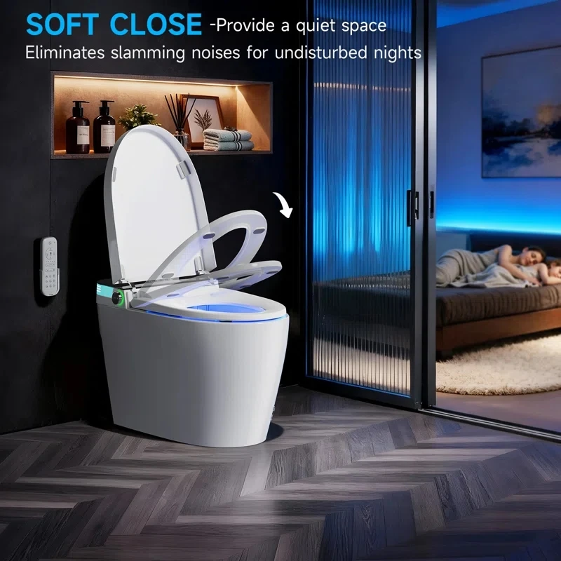 Smart Toilet with Tankless Bidet Wash, Auto Open Lid, 1.28 Gallons Auto Dual Flush, Heat Seat, Warm Wash/Dryer image 6