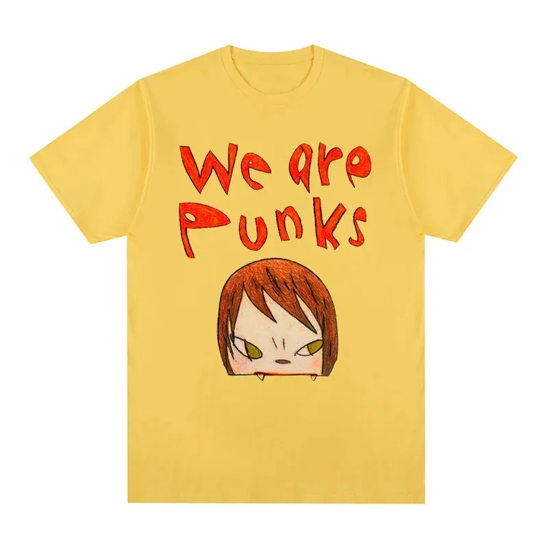 2024 Korea Kawaii Cute Anime Yoshitomo Nara We Are Punks Man Women T-shirt Cotton Men T shirt New TEE Clothing  Womens Tops