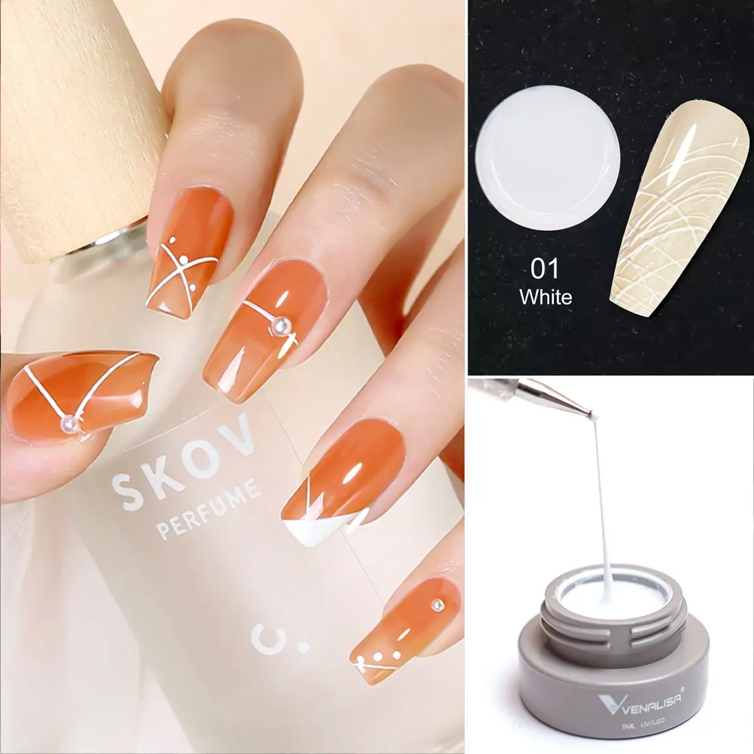 VENALISA Spider Liner Painting Gel New Formula Fast Design Roségoldfarbe Soak Off UVLED Nagelmaniküre Web Line Nagelgelpoliermittel – Detail 13