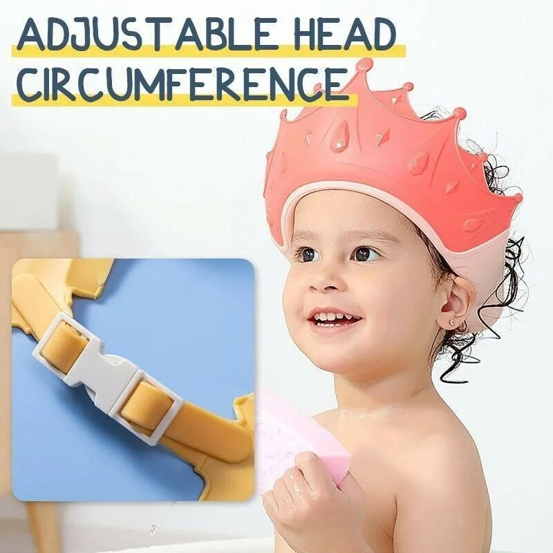 Newest Soft Kids Waterproof Cap Children Bath Shower Cap Crown Shower Cap Soft Cartoon Baby Shower Hat Baby Shampoo Ca