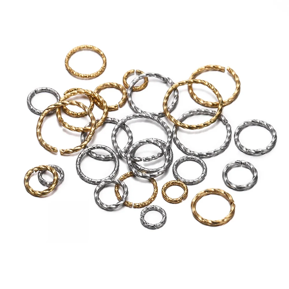 Anneaux de saut ronds en acier inoxydable, 50 pièces, 8-14mm, anneaux fendus ouverts torsadés, connecteur d'anneaux de saut pour bricolage, fournitures de fabrication de bijoux