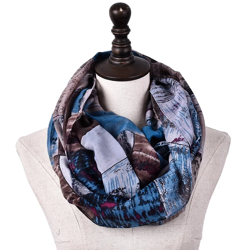 Unisex zima nieskończoność szalik dla kobiet moda bawełniana w kratę pierścień szaliki ciepłe szyi pętli szal koło Snood Foulard Femme Echarpe — zdjęcie 2