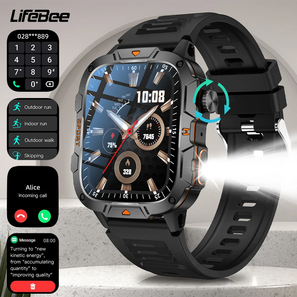 Lifebee 2024 New Smartwatch For Men And Women Gift, 1.96 Inch Full Touch Screen Smartwatch With Flashlight Answer/Make Calls