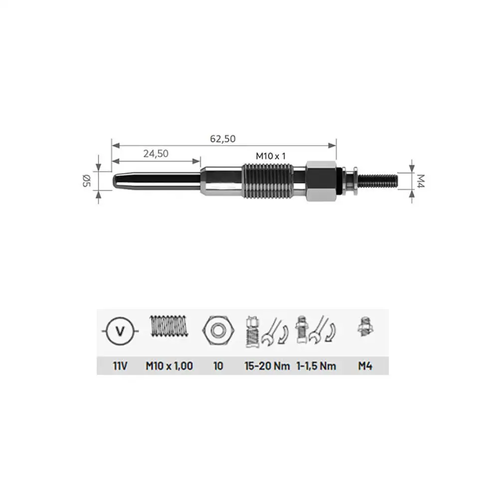 4 Pcs Heater Glow Plugs Intended for Renault Trucks Mascott (90, 110, 140, 150) 1999-2004 - 5001848095, 5960K5 - AUTORCE