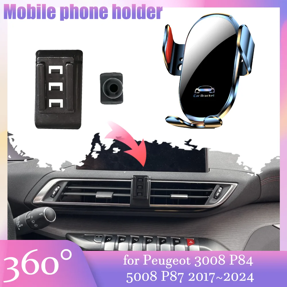 Автомобильный держатель для Peugeot 3008 P84 5008 P87 2017 ~ 2024 2018 2019 2020 2021 2022 2023 GPS стойка с зажимом для вентиляционного отверстия подставка с базой аксессуары для iPhone