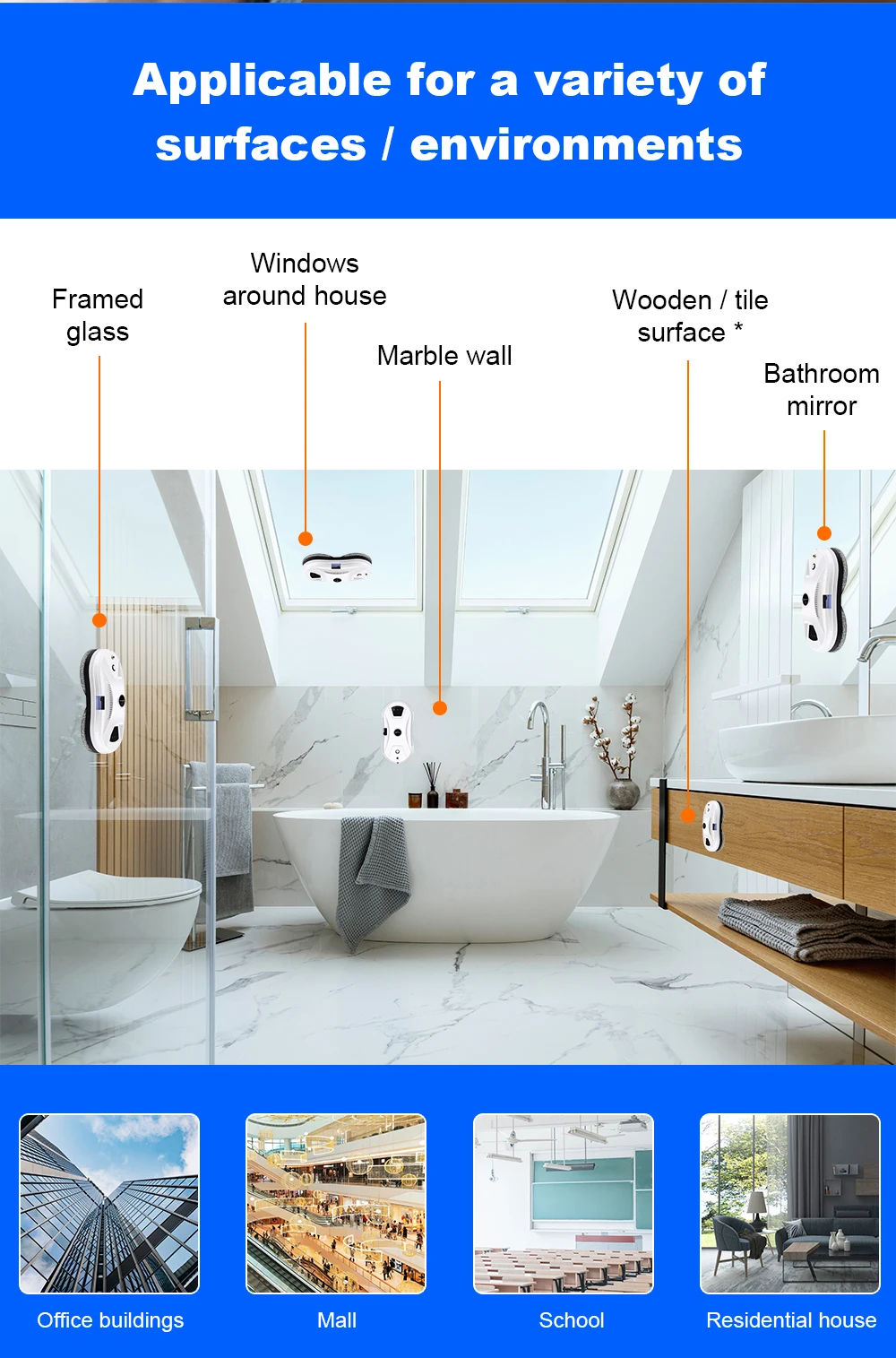 Liectroux YW610 Fensterreinigungsroboter, Ultraschall-Wassersprühgerät, ultraschlanker Staubsaugerroboter für Fenster, Glaswischer für Zuhause, Trocken- und Nasswischen, AI Route, Fernsteuerung – Detail 11