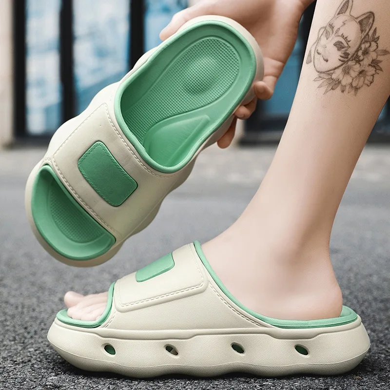 

Мужские летние сандалии, удобные пляжные шлепанцы на толстой подошве, нескользящие уличные тапочки для вечеринок у бассейна, путешествий