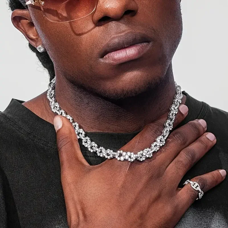 8mm High-quality Unisex Men 8 Figure 18K Gold Plated with Cubic Zirconia Necklace Hip Hop Jewelry Perfect for Festive Occasions
