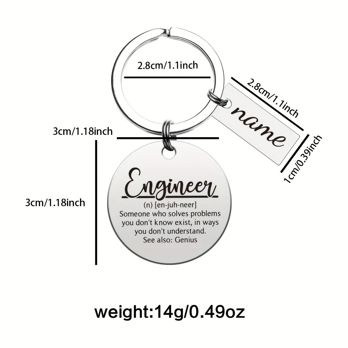 Personalized Round Engineer Quote Keychain, Keepsake Gift