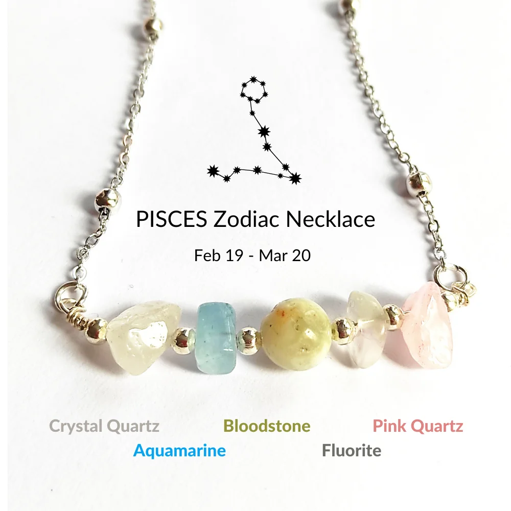 

Summer Fashion Pisces Zodiac Necklaces Stainless Steel for Women Made of Natural Stones Gift for Girlfriend