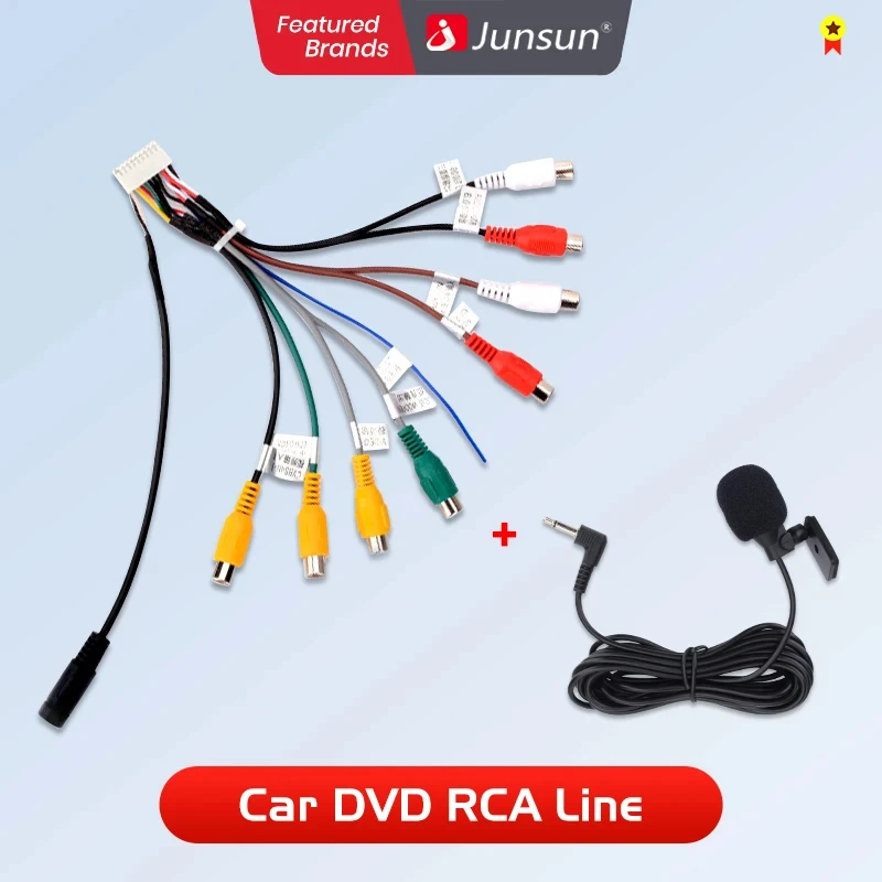 Junsun Car Stereo Radio RCA Output Wire Aux-in Adapter 20 Pin Plug Cable External microphone Car Accessories