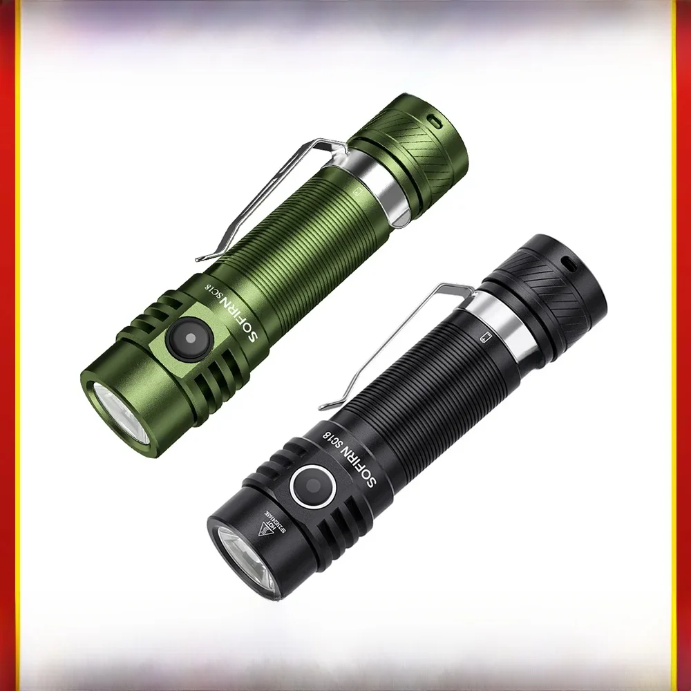 Sofirn SC18 1800lm EDC-zaklamp USB C oplaadbaar SST40 LED 18650 zaklamp TIR-optiek lenslantaarn met stroomindicator - afbeelding 2