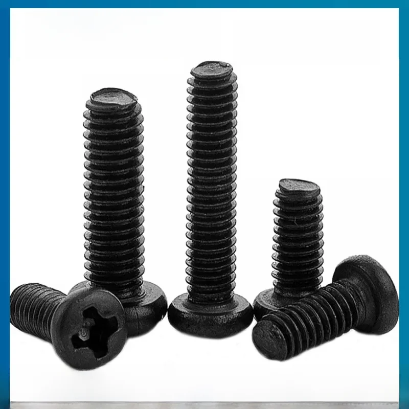 Vis à tête cylindrique encastrée en croix, 100 pièces/lot, M1 M1.2 M1.6 M2 M2.5 M3 M4 M6, vis à métaux Phillips noire en acier au carbone, Grade 4.8