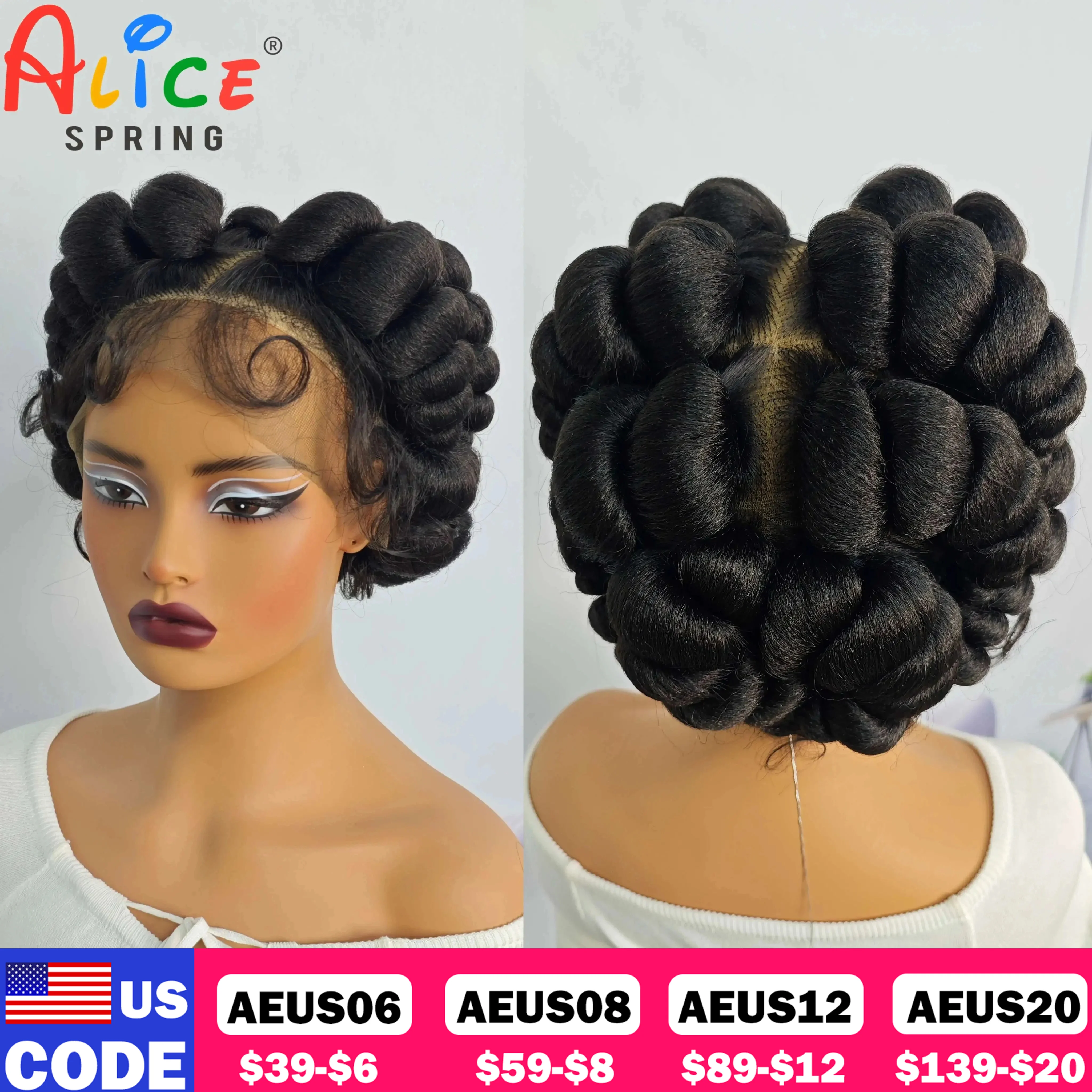 Natural Color 6Inch Transparent Full Lace Braided Wigs Short Cute Handmade Bantu Synthetic Braided Lace Wigs Knotless Braids Wig